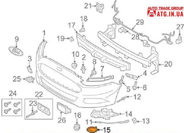Ford&nbsp;Fusion&nbsp;mk5 2013-2016 Обрамление&nbsp;птф левое кольцо DS7Z17E811AA, LQZS215L FF2013-35 фото