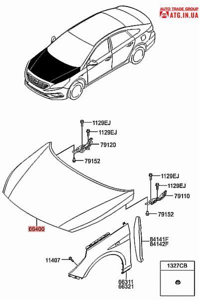 Hyundai SONATA 2015-2017 Капот 66400-C2000, 66400-3D200 SANHY16-282 фото