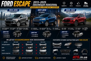 Ford Escape 2013&ndash;2025: отличия поколений, кузовных запчастей, оптики и двигателей фото